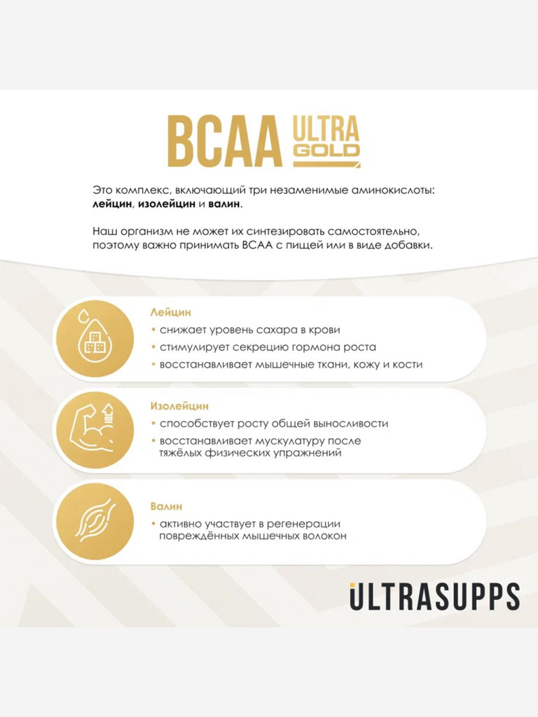 Аминокислоты BCAA 8:1:1 Ultrasupps Ultra Gold "Апельсин", 300 г