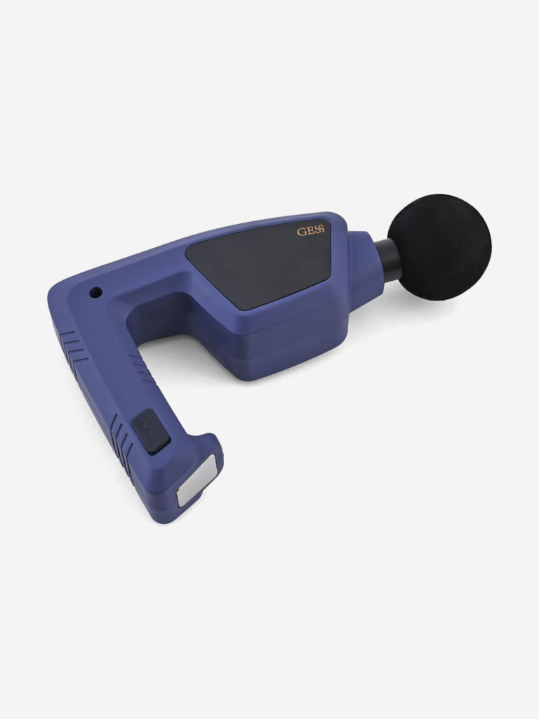 Перкуссионный беспроводной массажер GESS Hitman, массажный пистолет, ударный массажер, 7 насадок, насадка-лента