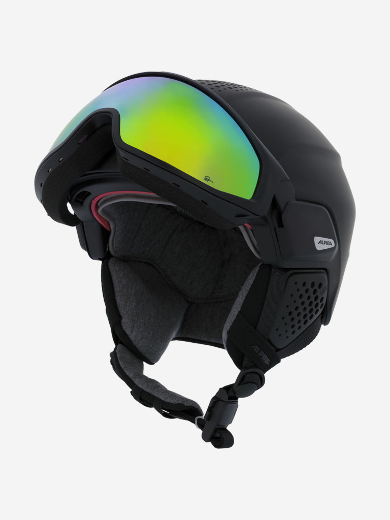 Горнолыжный шлем с визором Alpina Alto Q-Lite black matt (gold mirror)