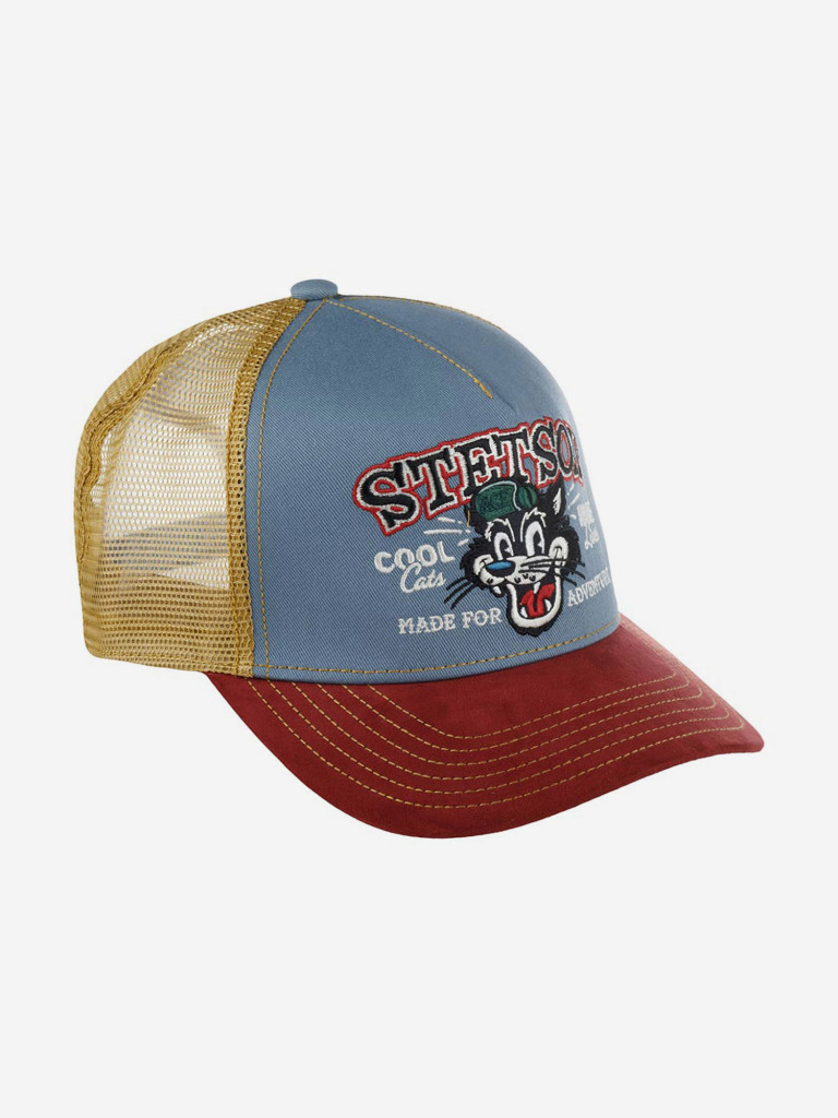 Бейсболка с сеточкой STETSON 7766103 TRUCKER CAP COOL CATS (голубой)