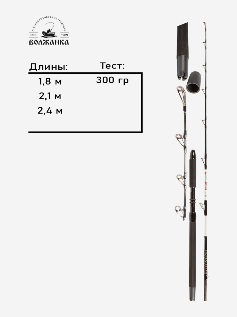 Спиннинг Волжанка Авача тест 300гр 2.1м (2 секции)
