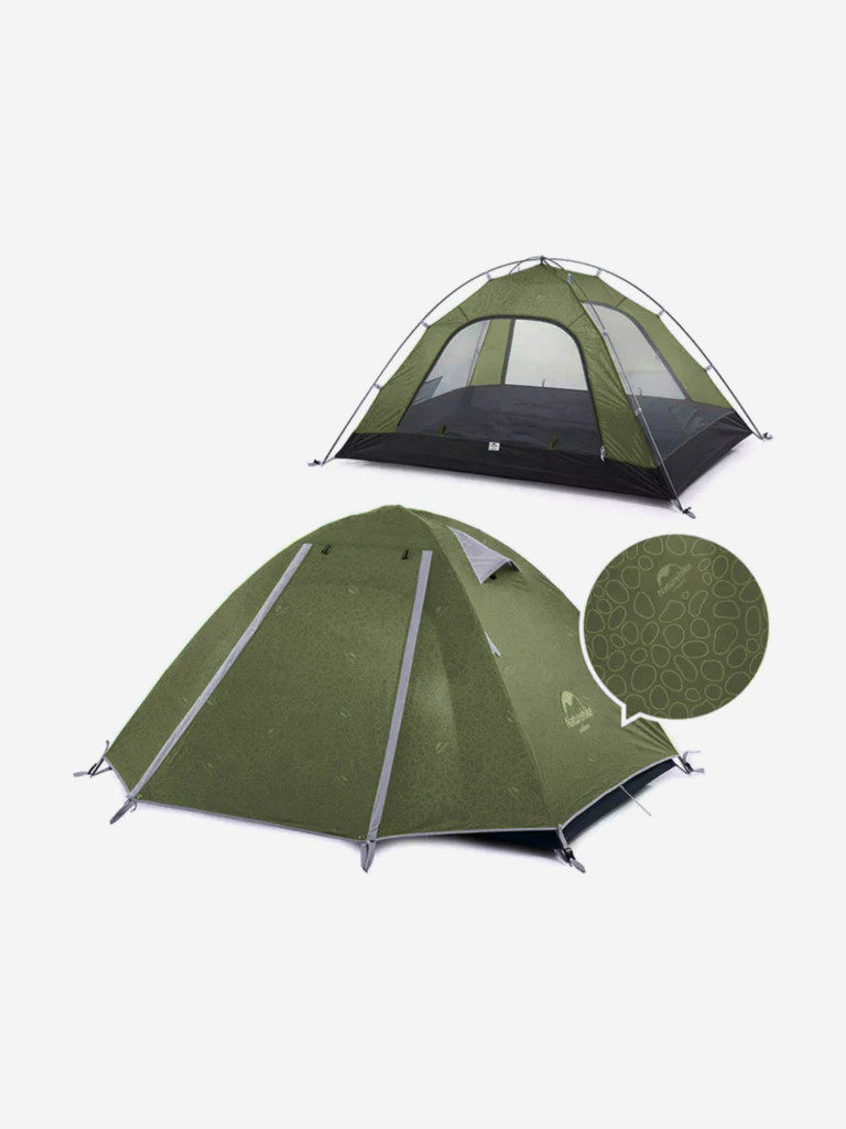 Палатка Naturehike P-Series 4-местная, алюминиевый каркас, зеленая