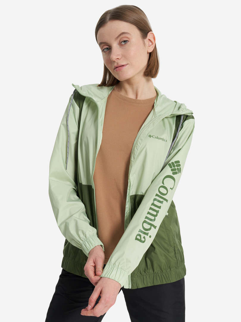 фото Ветровка женская columbia lily basin jacket, зеленый