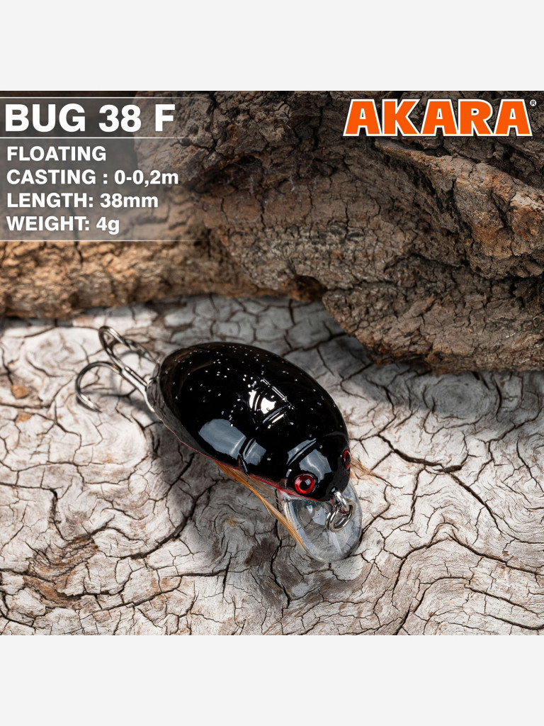 Воблер Akara Bug 38F кренк плавающий жук на голавля, язя, форель 4гр 9