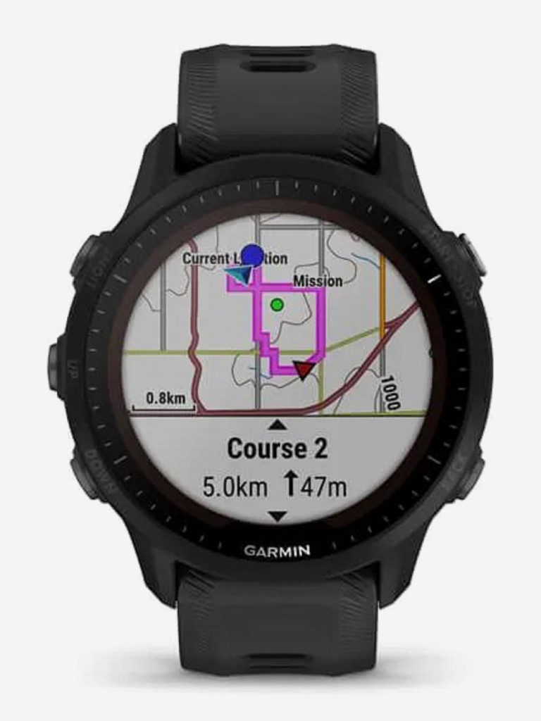 Часы Garmin Forerunner 955 Solar с технологией солнечной зарядки, с черным ремешком 010-02638-20