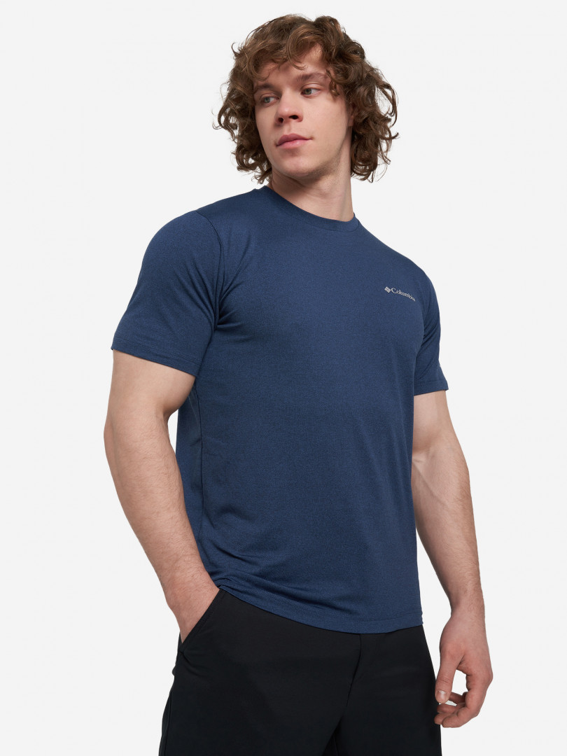 фото Футболка мужская columbia tech trail crew neck ii, синий