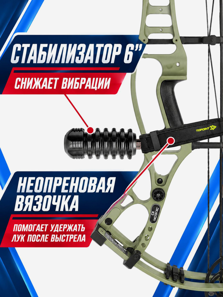 Набор аксессуаров для блочного лука TP800 (прицел, полочка, пип-сайт, петля, стабилизатор, веревка для петли релиза, ключи)