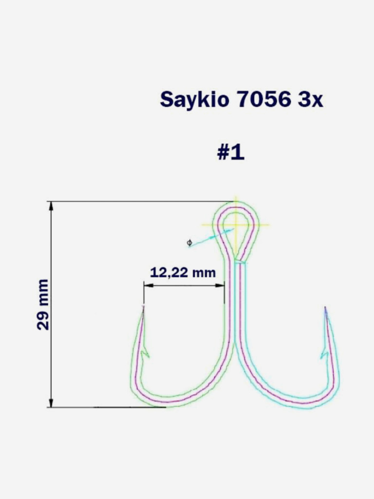 Крючки для рыбалки Saikyo тройные 7056 TN 3X, 25 штук в упаковке