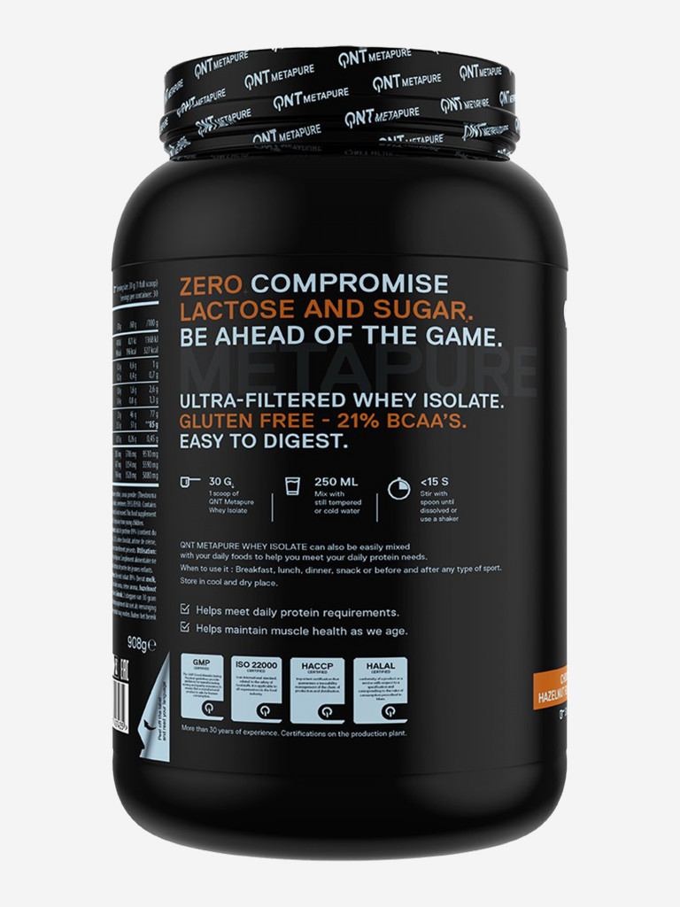 Изолят сывороточного протеина без лактозы QNT Metapure Whey Isolate Zero 908g Choco Hazelnut