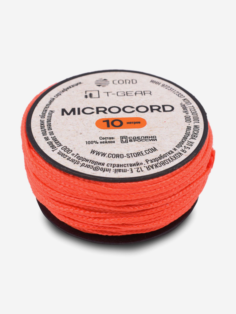 Микрокорд T-Gear x CORD nylon катушка 10м (Neon Orange)