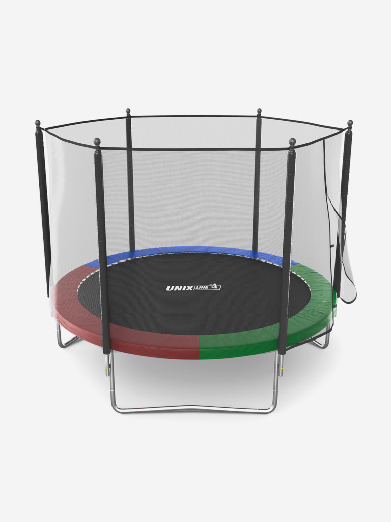 Батут каркасный UNIX Line Simple 10 ft Color с внешней защитной сеткой, общий диаметр 305 см, до 140 кг