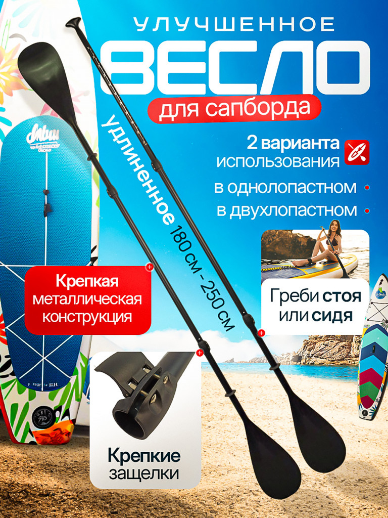 Весло Tourus для сапборда и каяка разборное двухлопастное 2-в-1