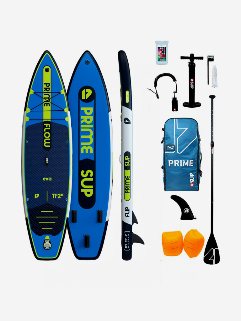 Сапборд надувной двухслойный Prime 11.2x32x6 Flow blue, 341x81x15 см