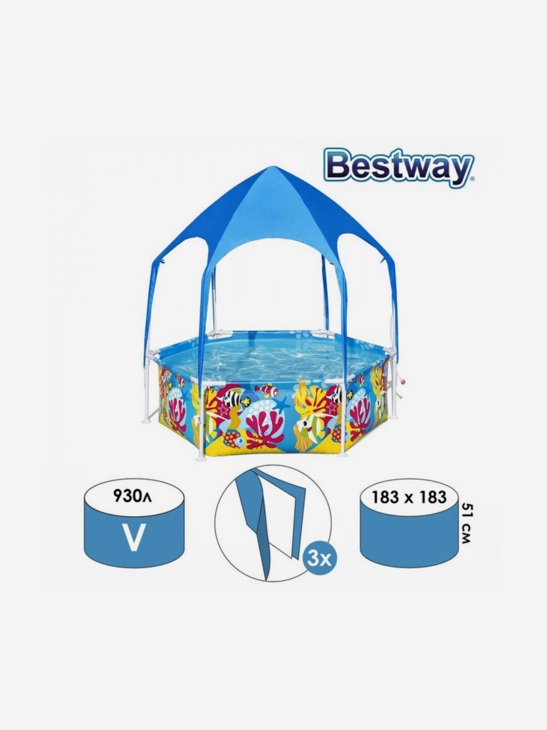Бассейн на опорах Bestway 5618T (183х51см) с навесом