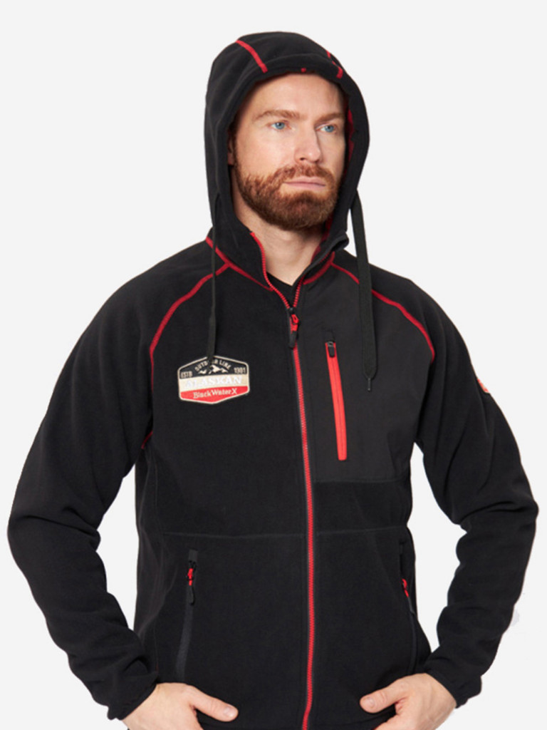 Куртка флисовая мужская Alaskan Black Water X с капюшоном для рыбалки и охоты