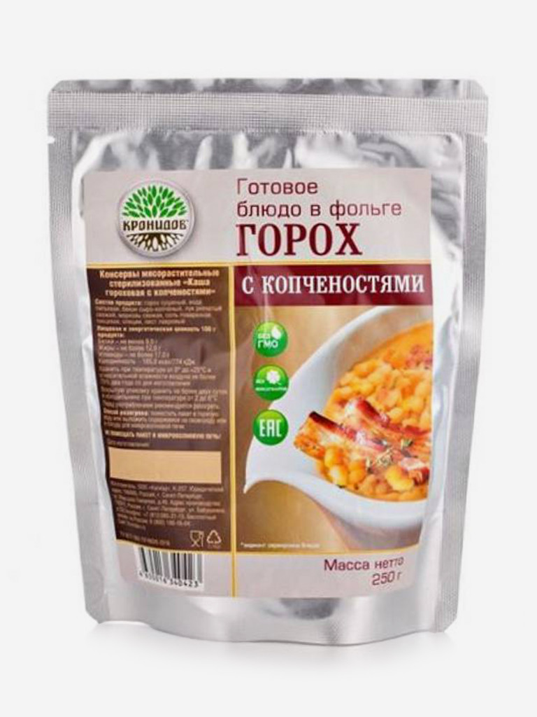 Готовое блюдо Каша гороховая с копченостями 250 г. (Кронидов) 4шт 1кг