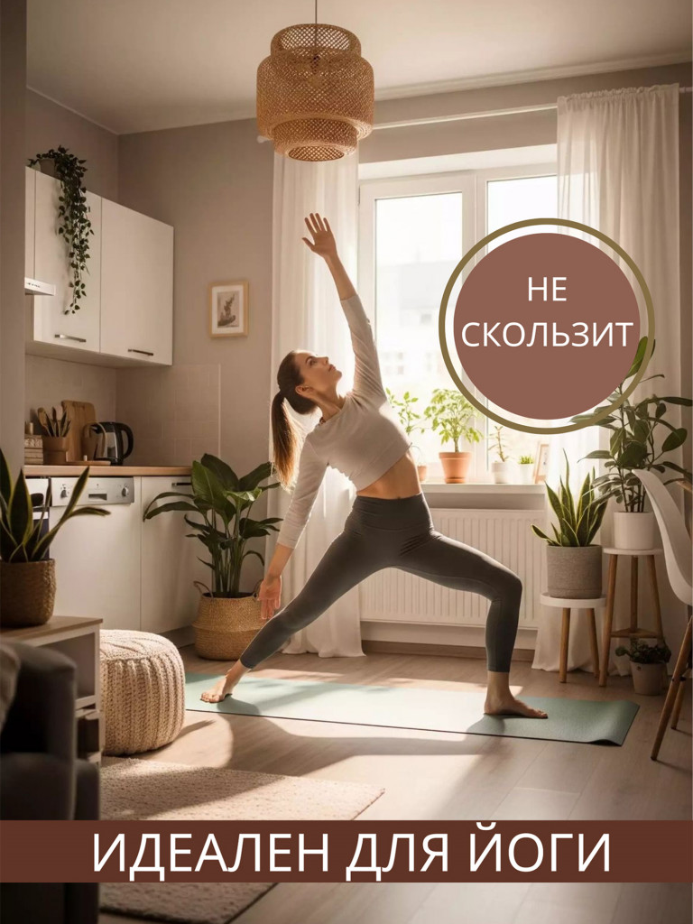 Коврик для йоги NiiDRA Basic зелено-оливковый