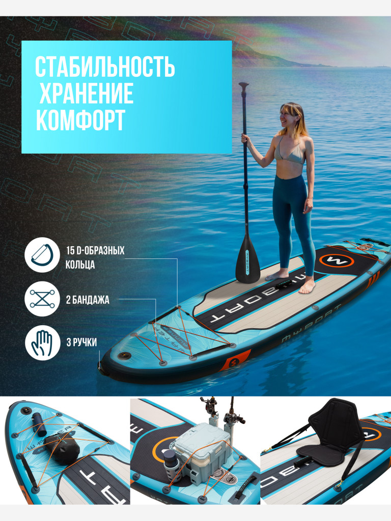 Надувная двухслойная SUP-доска MYBOAT WATER RUNNER BLUE PRO, 10'6" 320*89*15 см, сапборд