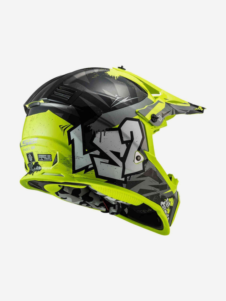 Мотошлем LS2 MX437 FAST II MINI CRUSHER (черно-желтый глянцевый, Black/Yellow)
