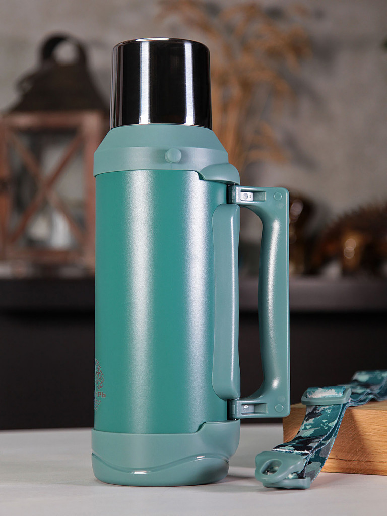 Термос 1.8л СИБИРЬ "Мятный акцент" с плечевым ремнем