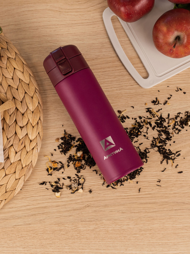 Термокружка вакуумная Арктика, 470 мл, со съемным ситечком, вишня