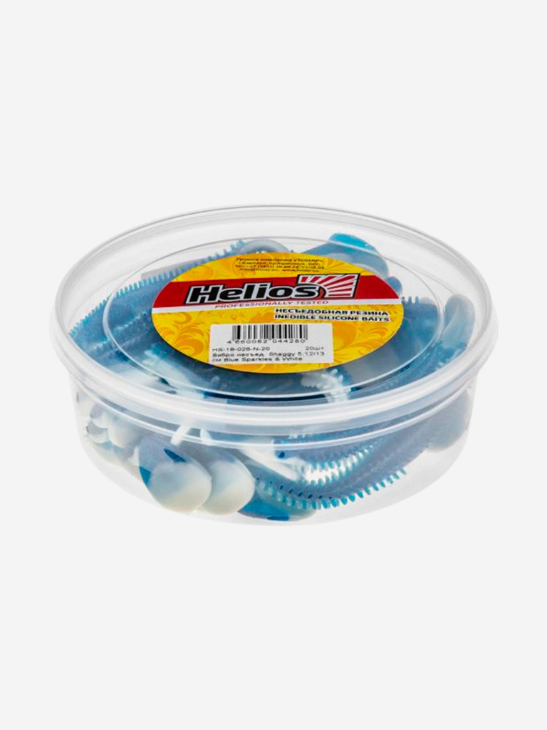 Мягкая приманка Helios Shaggy, 5,12'' / 13 см, Blue Sparkles & White, 20 шт (HS-18-026-N-20)