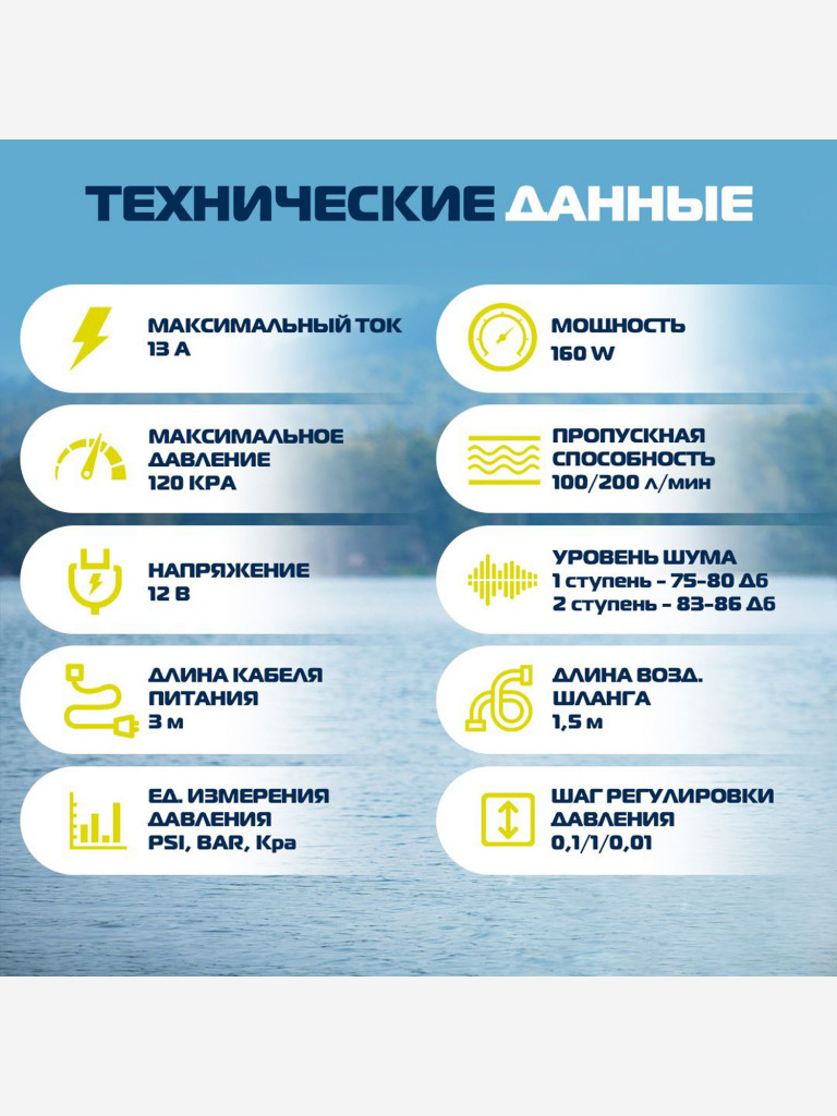 Электрический насос Marlin SB-120, насос для сапбордов, лодок пвх, матрасов, бассейнов