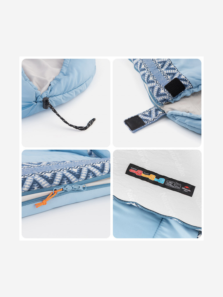 Мешок спальный Naturehike Envelope Down L350, (190+30)х75 см, (правый), (ТК: +3C), голубой