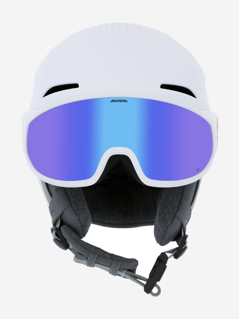Горнолыжный шлем с визором Alpina Alto Q-Lite white matt (blue revo)