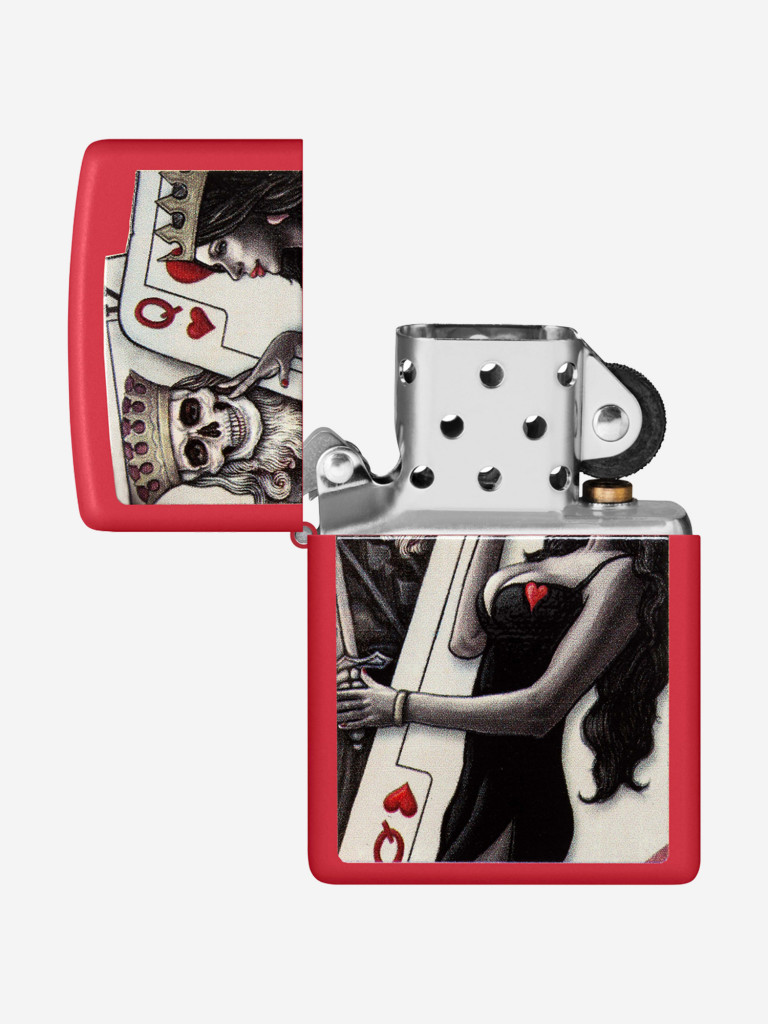Зажигалка Zippo Skull King Queen Beauty Red Matte