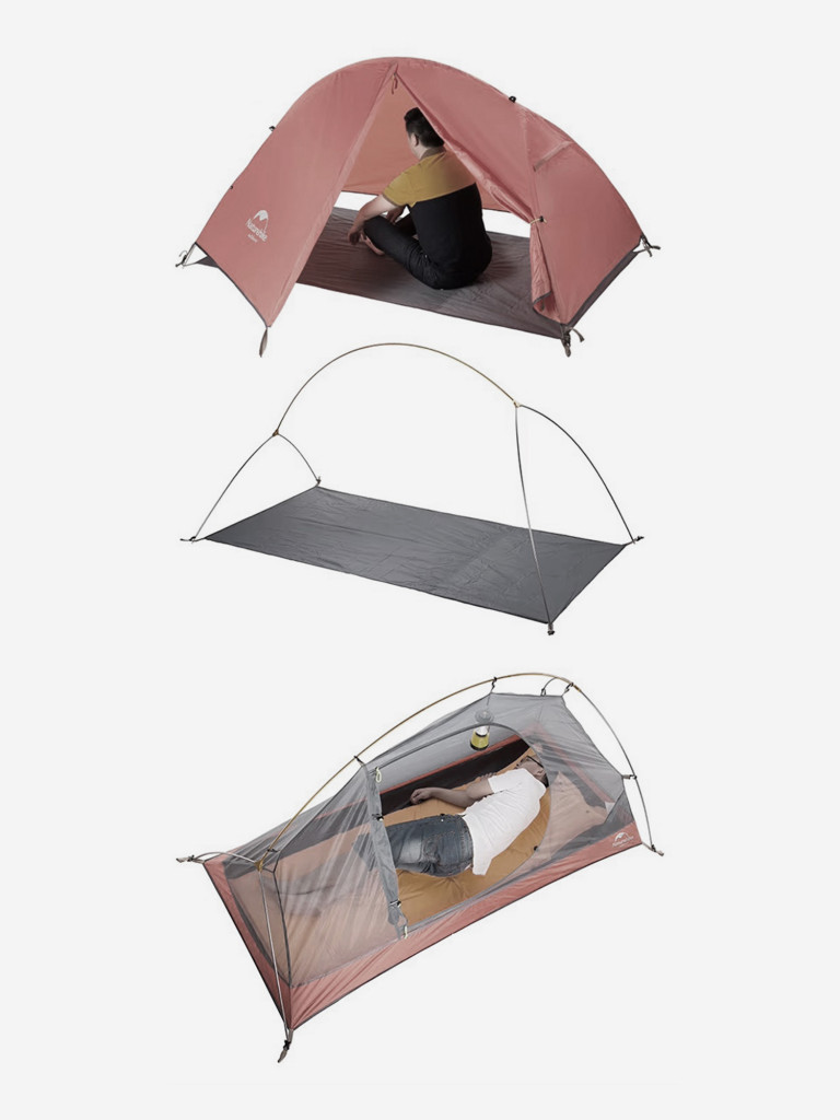 Палатка 1-местная Naturehike Spider 1 Cycling, нейлон 20 D, футпринт, коричневая