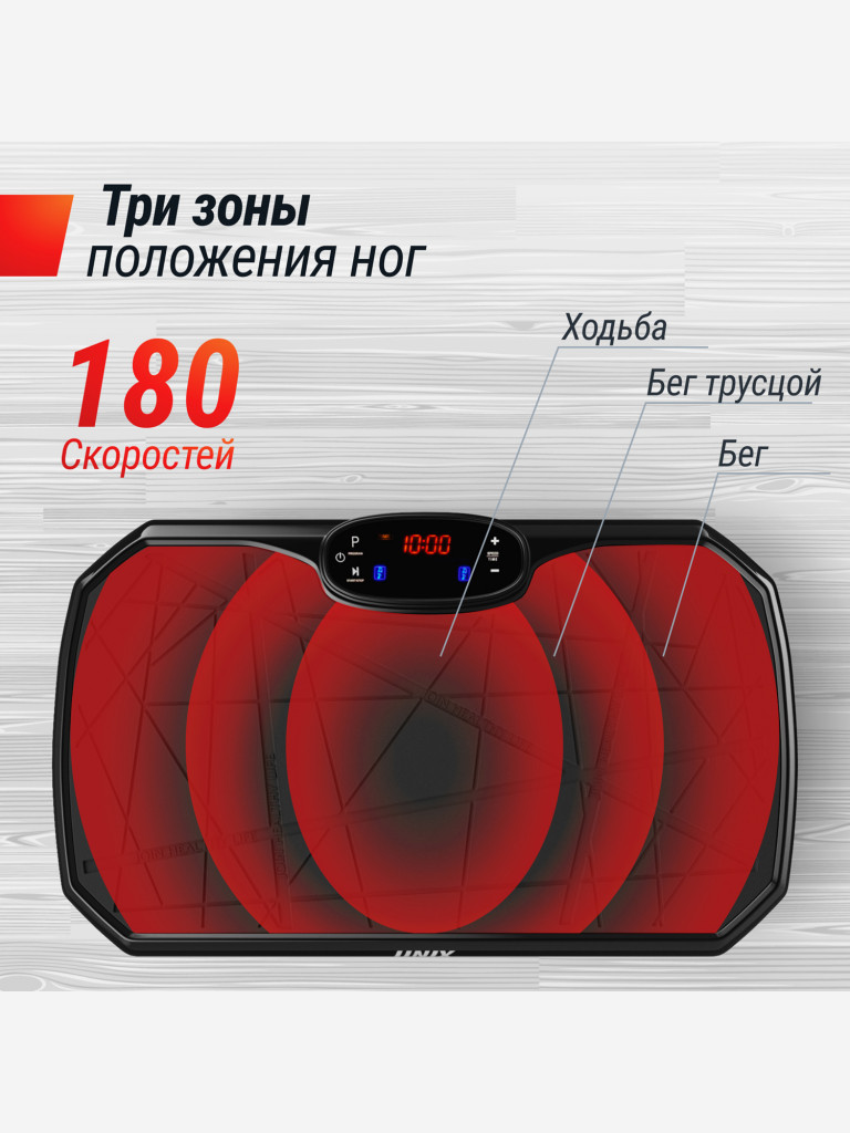 Виброплатформа UNIX Fit Edge 2D вибро тренажер для похудения и пресса, горизонтальные колебания 4-12 Гц, черный