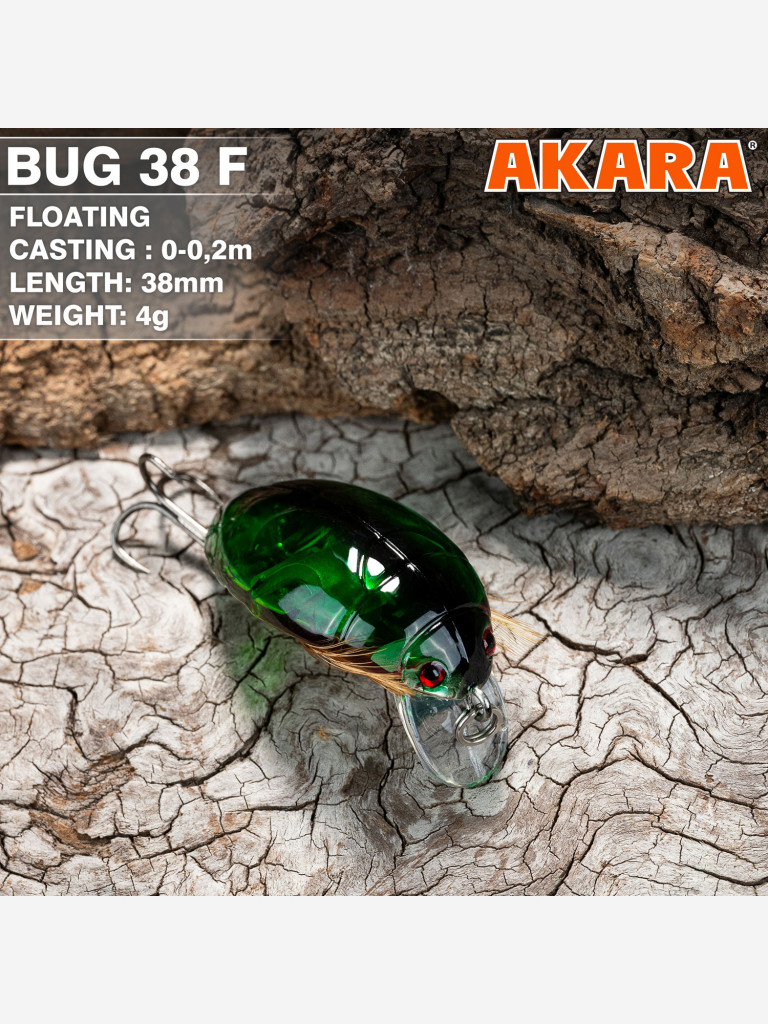 Воблер Akara Bug 38F кренк плавающий жук на голавля, язя, форель 4гр 6