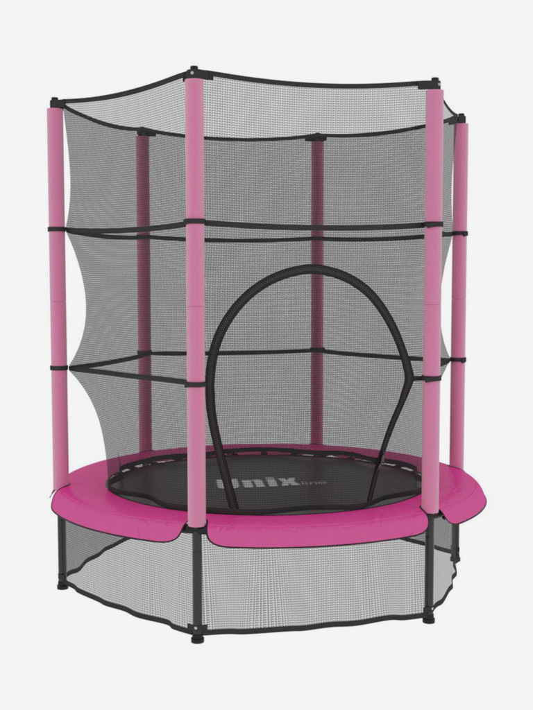 Батут каркасный для детей UNIX Line Kids 4,6 ft Pink, общий диаметр 140 см, до 50 кг