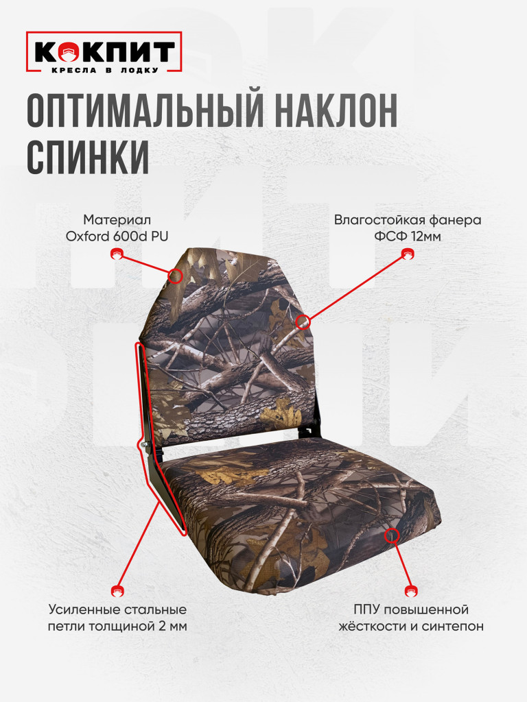 Кресло складное непромокаемое в лодку ПВХ Кокпит