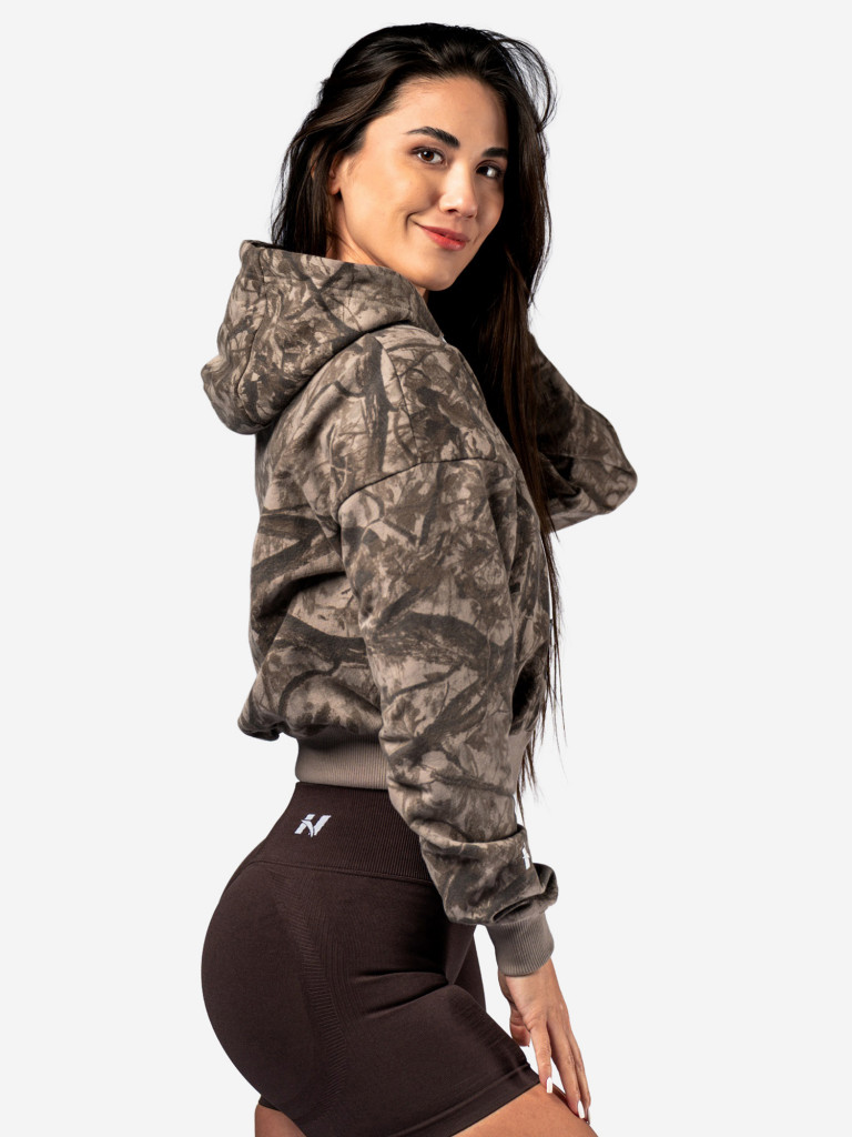 Толстовка женская NEBBIA Relaxed Zip Hoodie POWER 895 Light brown camo