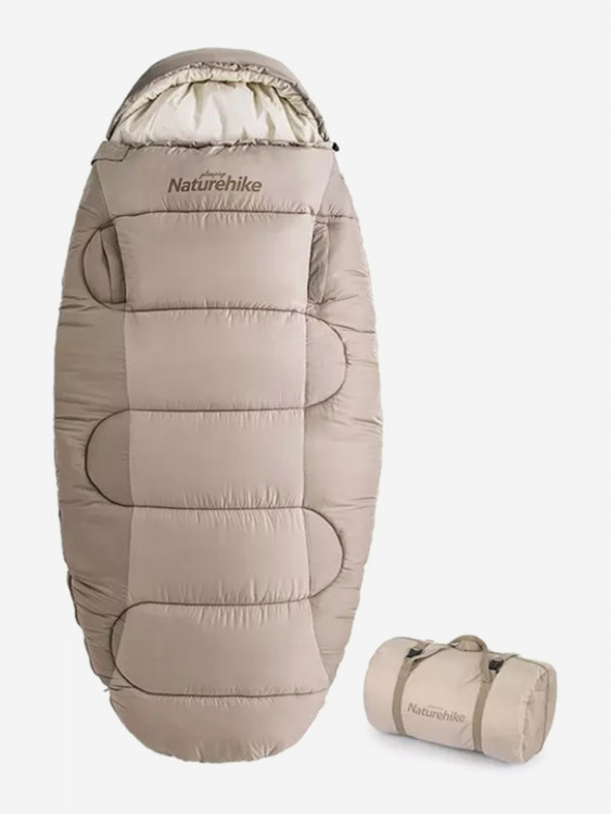 Мешок спальный Naturehike Oval PS200, 220х95 см, (правый) (ТК: +9C), бежевый