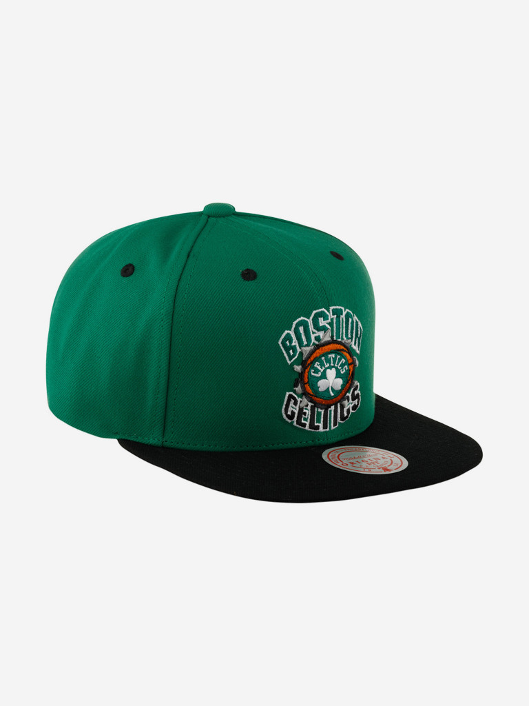 Бейсболка с прямым козырьком MITCHELL NESS HHSS5289-BCEYYPPPGREN Boston Celtics NBA (зеленый)