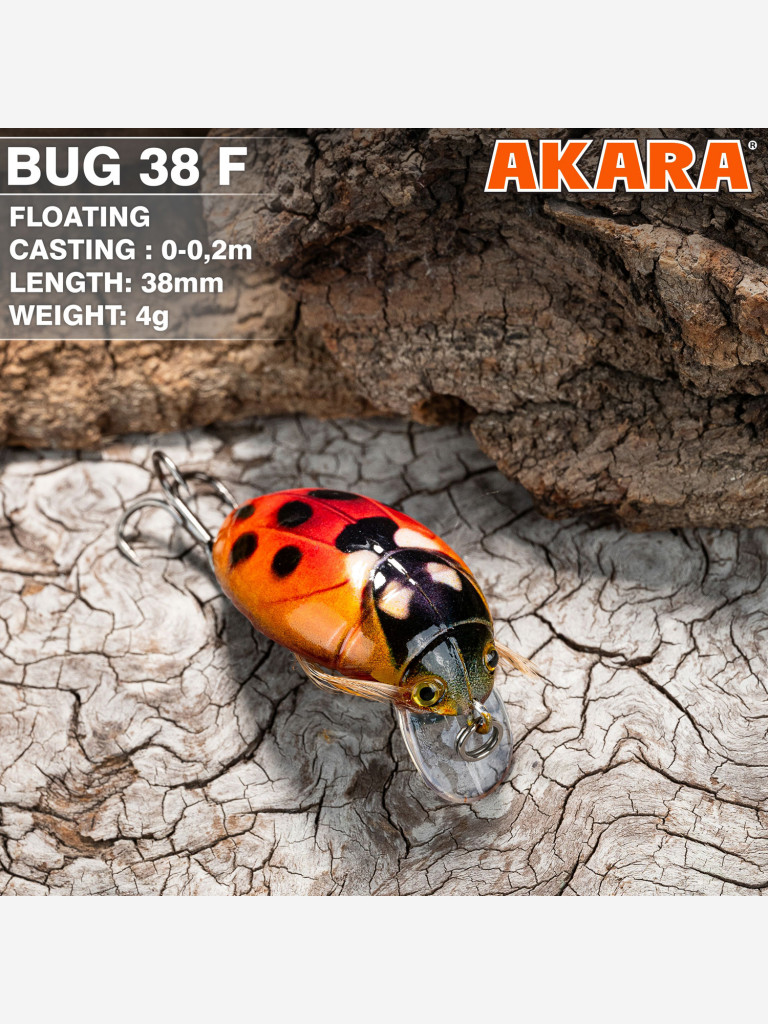 Воблер Akara Bug 38F кренк плавающий жук на голавля, язя, форель 4гр 12