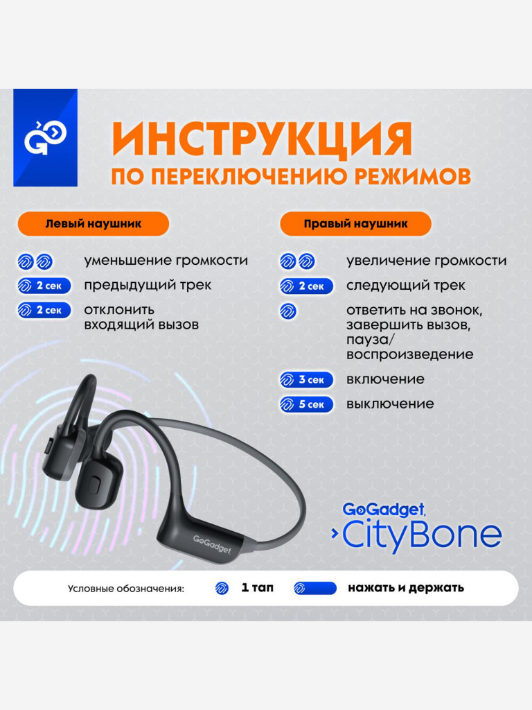Наушники с костной проводимостью GoGadget CityBone