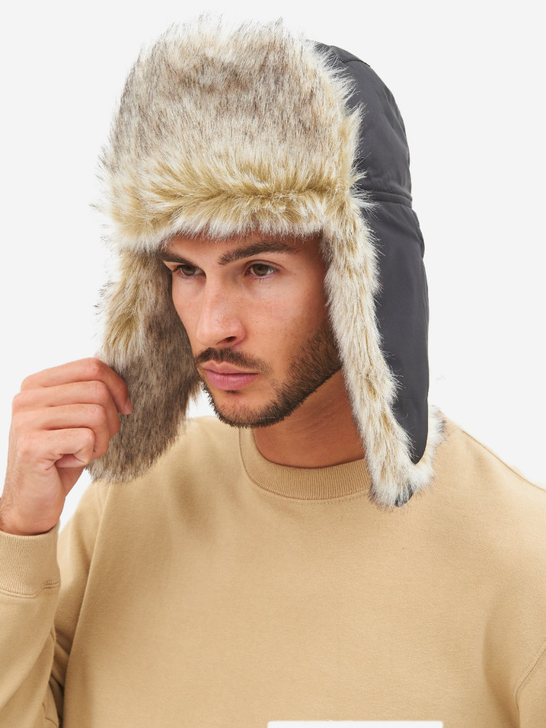 Шапка-ушанка мужская зимняя меховая с маской Huntsman Евро Волк