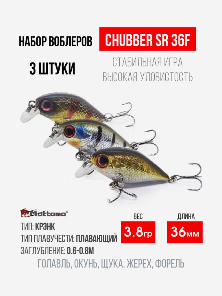 Набор воблеров для рыбалки Chubber 36F "3в1" крэнк плавающий
