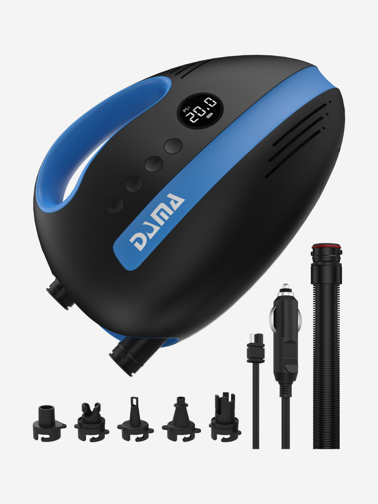 Электрический насос DAMA для SUP-досок, лодок и палаток, Синий, 20 PSI, Двухступенчатый, авто-отключение, LED-дисплей