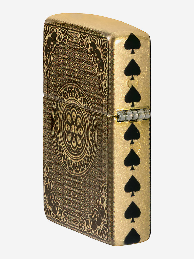 Зажигалка бензиновая ветроустойчивая Zippo Ace of Skulls Design 540 Tumbled Brass