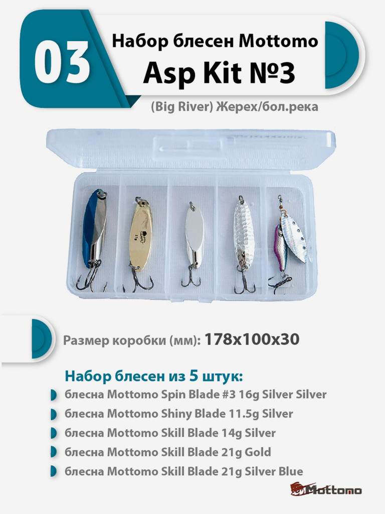 Набор блесен рыболовных для спиннинга Mottomo Asp Kit №3 (Big River) Жерех/бол.река