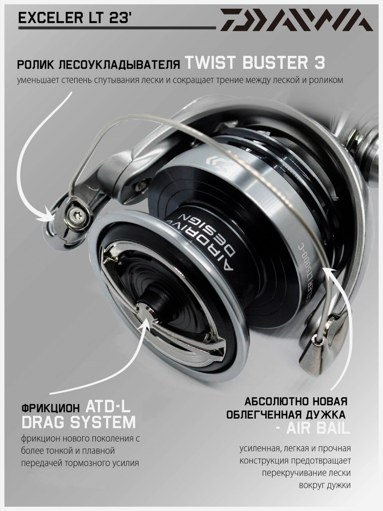 Катушка для спиннинга безынерционная Daiwa 23 Exceler LT 5000-C