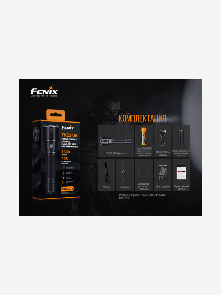 Фонарь Fenix TK22 UE, TK22UE
