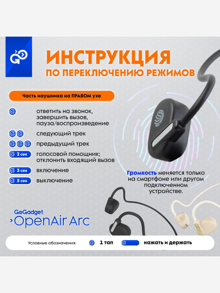 Беспроводные наушники GoGadget OpenAir Arc