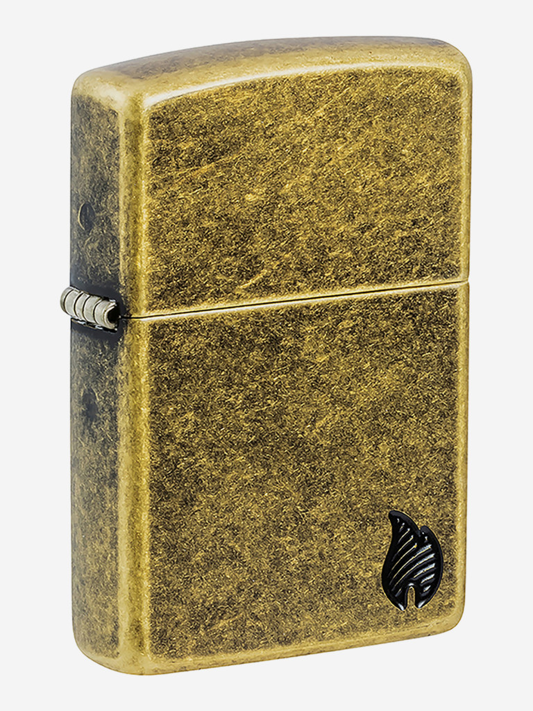 Зажигалка бензиновая ветроустойчивая Zippo Armor Пламя Flame Antique Brass