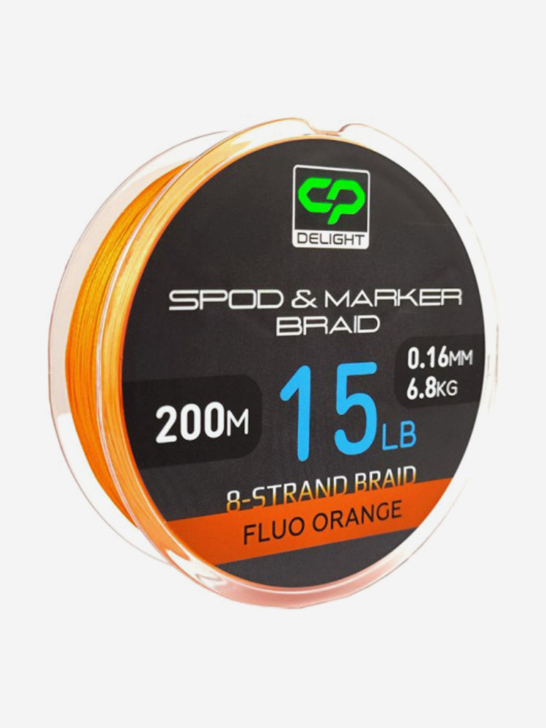 Шнур плетеный CARP PRO Deligth под спод-маркер PE X8 Fluo оранжевый 0,16мм 15lb 200м